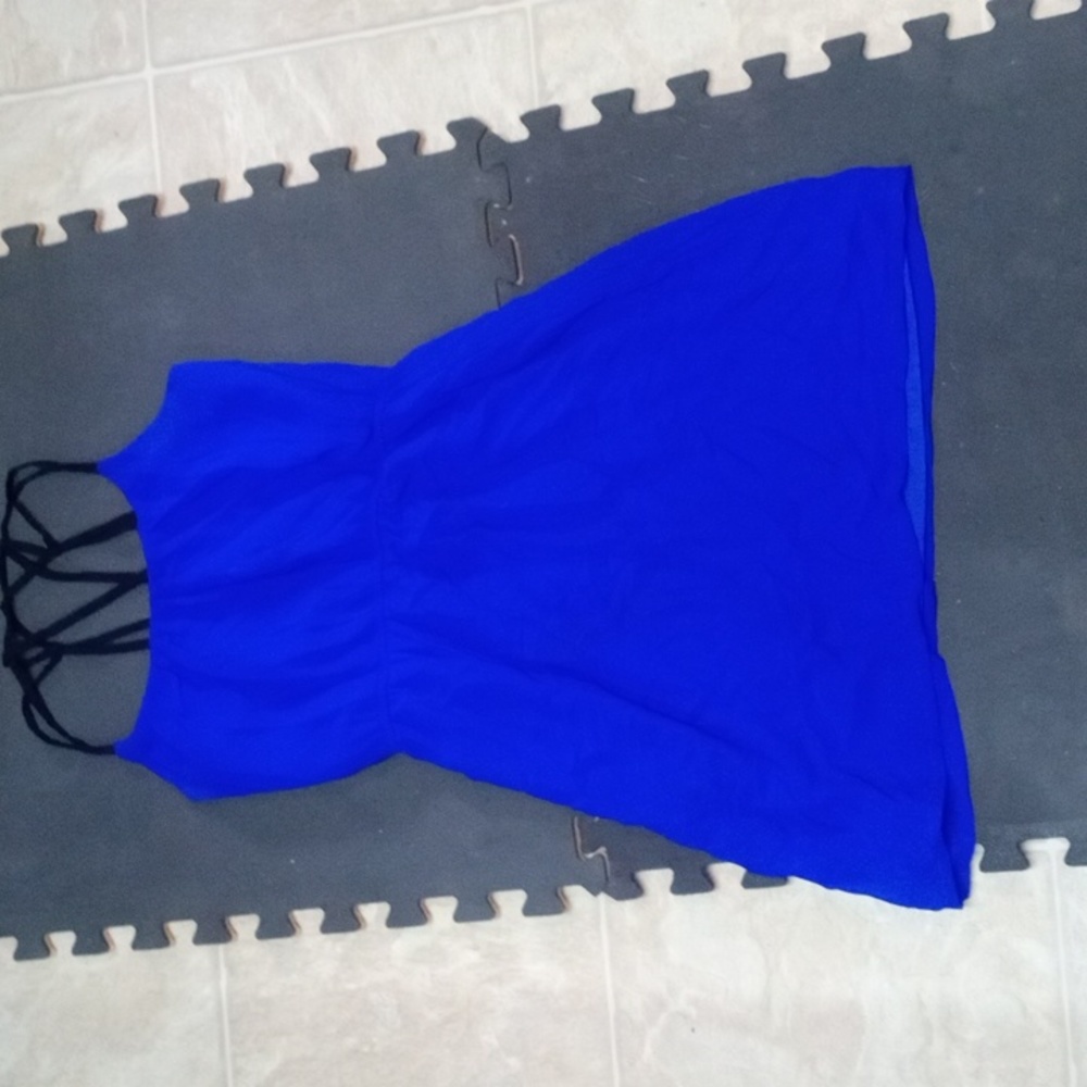 Blue strappy mid dress